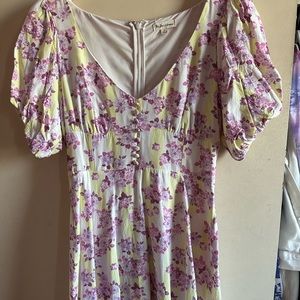 For Love and Lemons yellow and pink floral dress